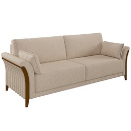 Sofá Decorativo 3 Lugares 222cm Market Linho Cru - Gran Belo - 1