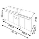 Ver imagem 6 de Armário Cozinha Gabinete Pia de 120 cm Aline e Balcão Jane para Forno Elétrico ou Microondas Savana