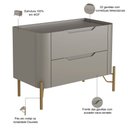 Ver imagem 2 de Mesa de Cabeceira Orgânica 2 Gavetas Pés Industrial Dourado Bliss I03 Grigio - Lyam Decor