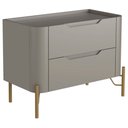 Ver imagem 1 de Mesa de Cabeceira Orgânica 2 Gavetas Pés Industrial Dourado Bliss I03 Grigio - Lyam Decor