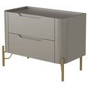 Ver imagem 6 de Mesa de Cabeceira Orgânica 2 Gavetas Pés Industrial Dourado Bliss I03 Grigio - Lyam Decor