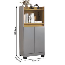 Estante Livro Organizador Escritorio Armario Duque 2 Portas Onix/Mel - 4 Estante Livro Organizador Escritorio Armario Duque 2 Portas Onix/Mel - 4