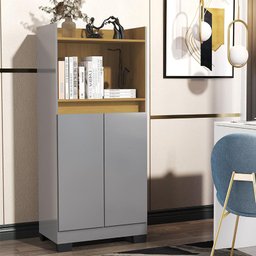 Estante Livro Organizador Escritorio Armario Duque 2 Portas Onix/Mel - 1 Estante Livro Organizador Escritorio Armario Duque 2 Portas Onix/Mel - 1