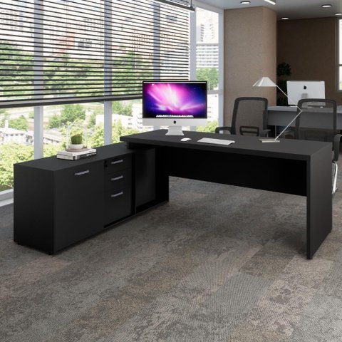 Mesa Dinâmica 1,50m C/ Armário e Cx de Tomadas Pés Painel F5