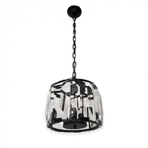 Pendente Hexagonal Preto Vidro Transparente 3e14 22x30cm Paris Luz