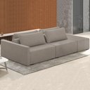 Ver imagem 2 de Sofá Ilha Modular com Puff para Sala Living 252cm Georgia K04 Bouclê Bege Escuro - Mpozenato
