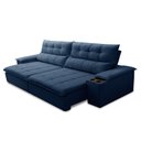 Ver imagem 6 de Sofá Retrátil 3 Lugares com Porta Copo 230cm Malta F05 Veludo Azul - Mpozenato
