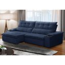 Ver imagem 2 de Sofá Retrátil 3 Lugares com Porta Copo 230cm Malta F05 Veludo Azul - Mpozenato