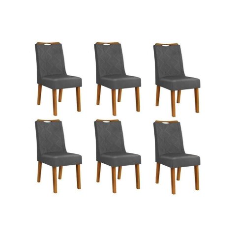Cadeira de Cozinha Stela Kit 6 Un Ipe Suede Lunar
