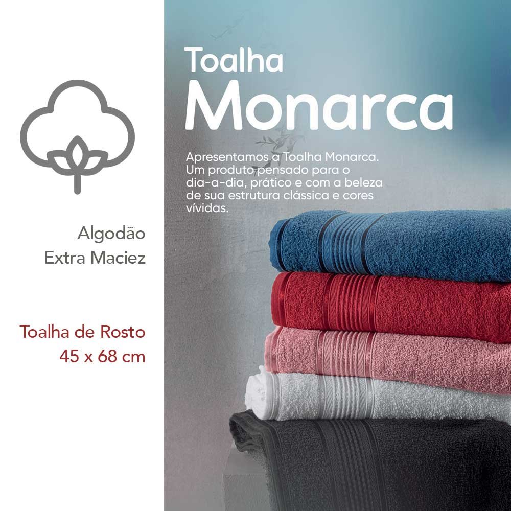 Toalha de Rosto Azul Petroleo Monarca Leve Macia 45x68cm - 3