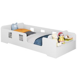 Cama Infantil Montessoriana com Grade Proteção e Prateleira Manu Branco - 4