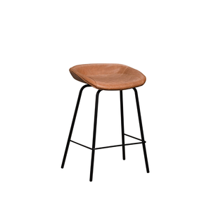 Banqueta Média Leather 65 Cm Estrutura em Aço Assento em Courissimo Marrom - Edecasamoveis