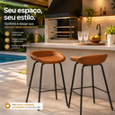 Ver imagem 3 de Banqueta Média Leather 65 cm Estrutura em Aço Assento em Courissimo Marrom - Edecasamoveis