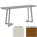 Ver imagem 1 de Aparador 160cm Mh-5345 Madeira Amêndoa Vidro Off White Base Amêndoa