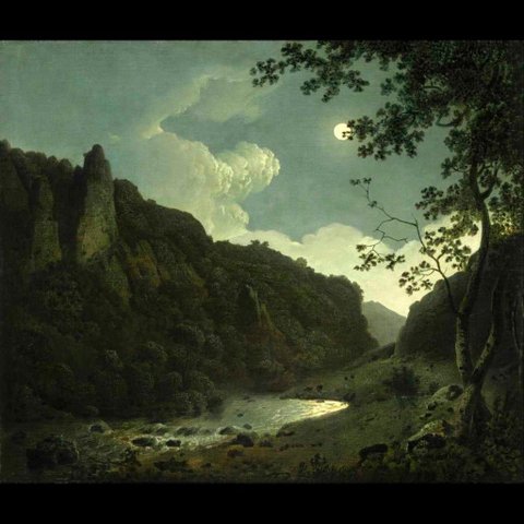 Dovedale Ao Luar 1785 de Joseph Wright Impressão Fine Art em Canva 30x36 Cm sem Moldura