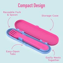 Bentgo Conjunto de Utensílios Infantis de Plástico Rosa - 4