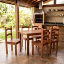 Ver imagem 1 de Mesa de Jantar 6 Lugares com 6 Cadeiras em Madeira Maciça Rústic Marrom