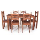 Ver imagem 5 de Mesa de Jantar 6 Lugares com 6 Cadeiras em Madeira Maciça Rústic Marrom