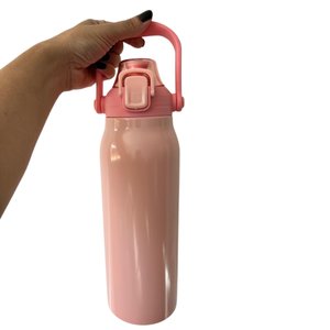 Garrafa Térmica Água Inox Academia Alça Tampa Não Vaza 12hs Quente/frio Copo Térmico Sport Rosa