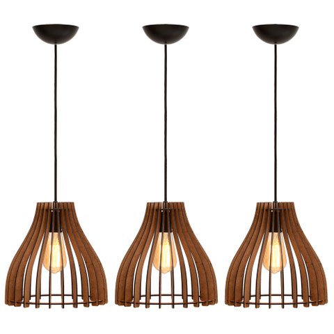 Pendente Mdf Poptem trio catedral madeira