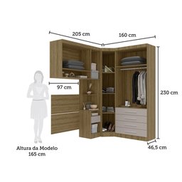 Quarto de Canto Solteiro com Guarda Roupas Cabeceira Paris Luciane Móveis - 3