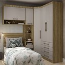 Ver imagem 1 de Quarto de Canto Solteiro com Guarda Roupas Cabeceira Paris Luciane Móveis