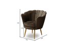 Ver imagem 3 de Poltrona Para Sala Decorativa Flor de Lis Pés Ferro Dourado Veludo Marrom Madelina Decor