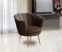 Ver imagem 1 de Poltrona Para Sala Decorativa Flor de Lis Pés Ferro Dourado Veludo Marrom Madelina Decor