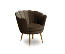 Ver imagem 2 de Poltrona Para Sala Decorativa Flor de Lis Pés Ferro Dourado Veludo Marrom Madelina Decor