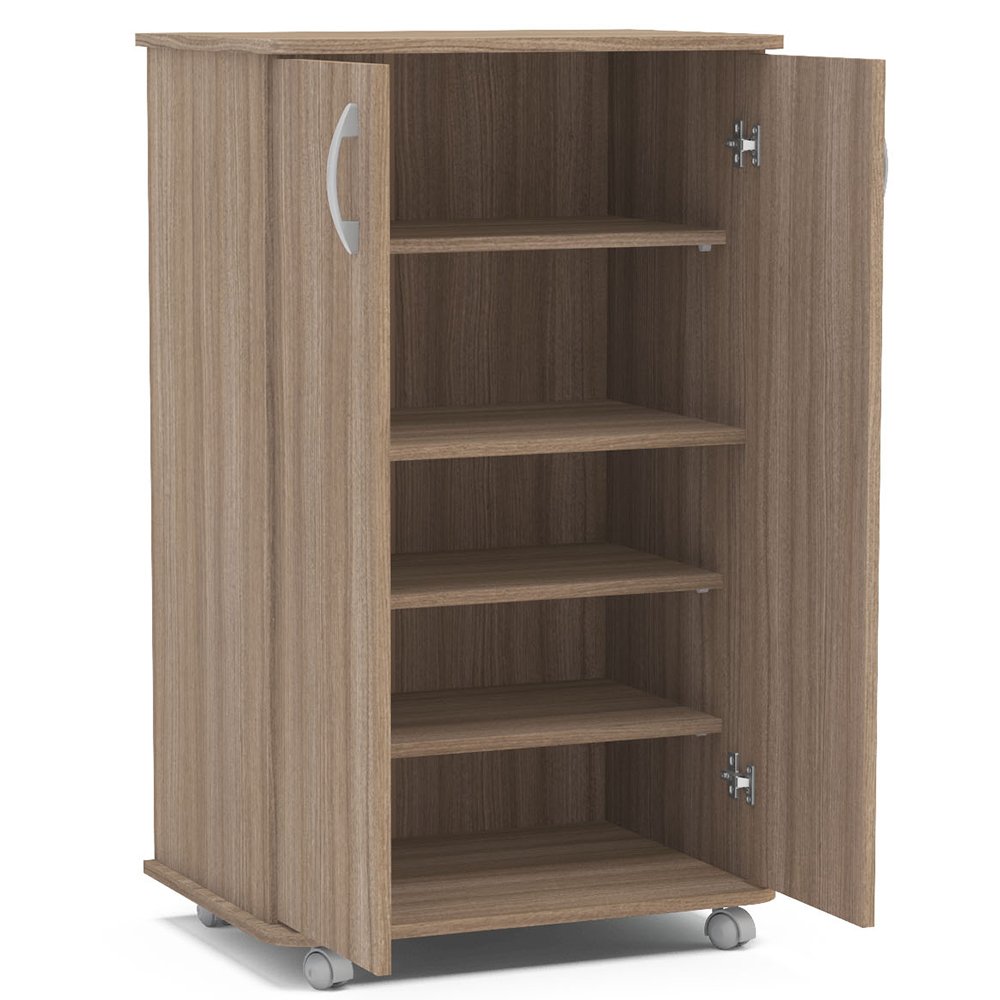 Kit 02 Armários Multiuso 02 Portas Limeira com Rodízios P01 Castanho