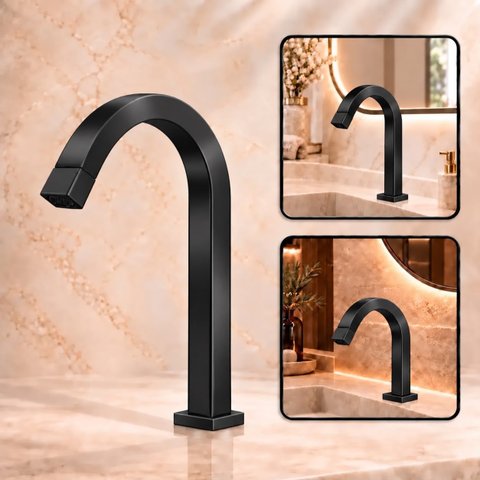 Torneira Laguna Preta Baixa Aço Inox 304 Premium Goldenx