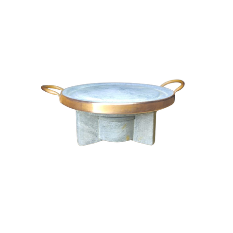 Conjunto Founde - Grelha 32 Cm com Rechaud em Pedra Sabão