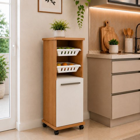 Fruteira para Cozinha 2 Cestos 1 Porta com Prateleira Removível Paraná Espresso Móveis