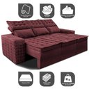 Ver imagem 3 de Sofá 3 Lugares Retrátil e Reclinável Cama inBox Senses 2,00m Velusoft Vinho