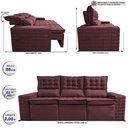Ver imagem 2 de Sofá 3 Lugares Retrátil e Reclinável Cama inBox Senses 2,00m Velusoft Vinho