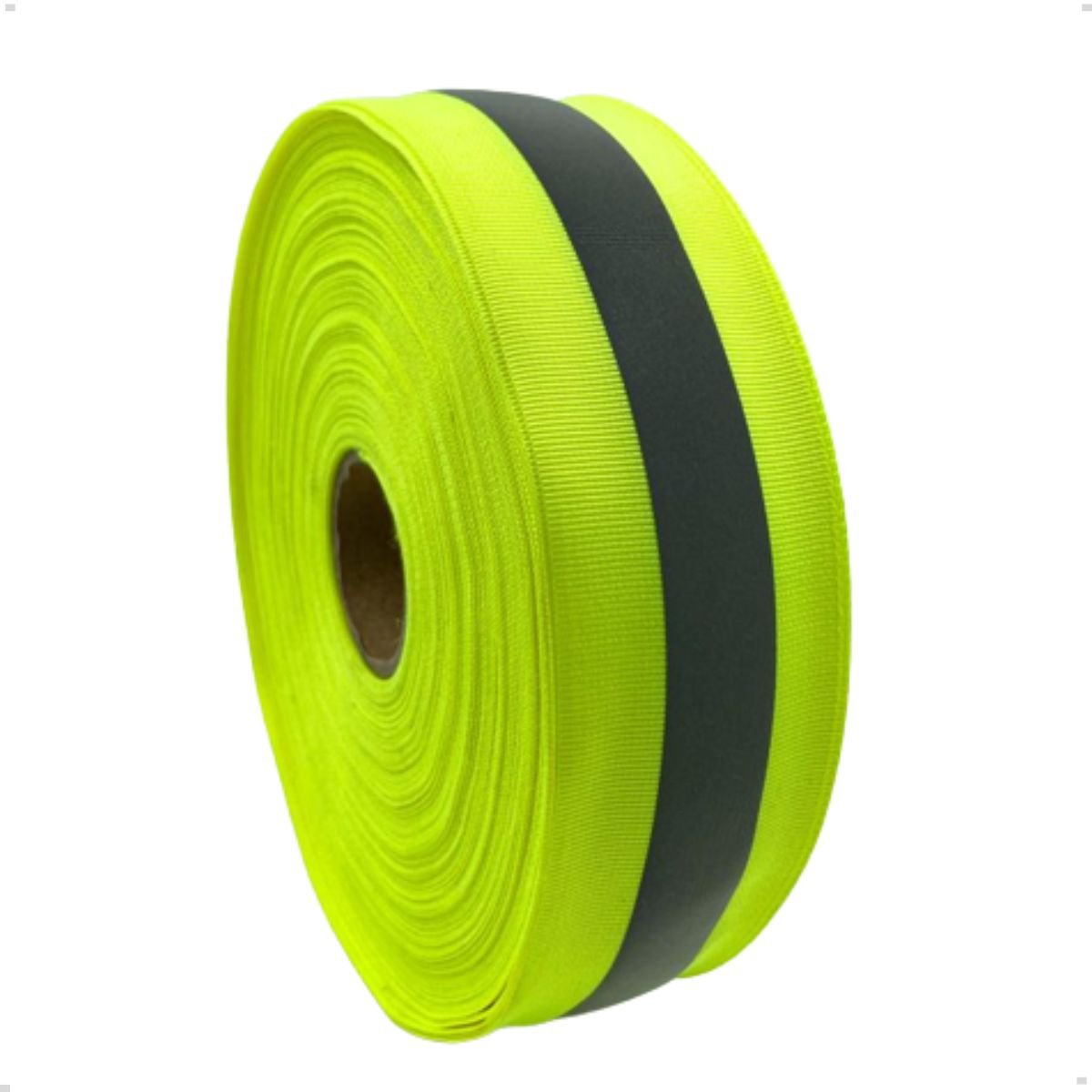 Fita Refletiva Faixa Reflexiva Sinalizadora Para Uniforme - 5cm X 10m:Amarelo Fluorescente - 1