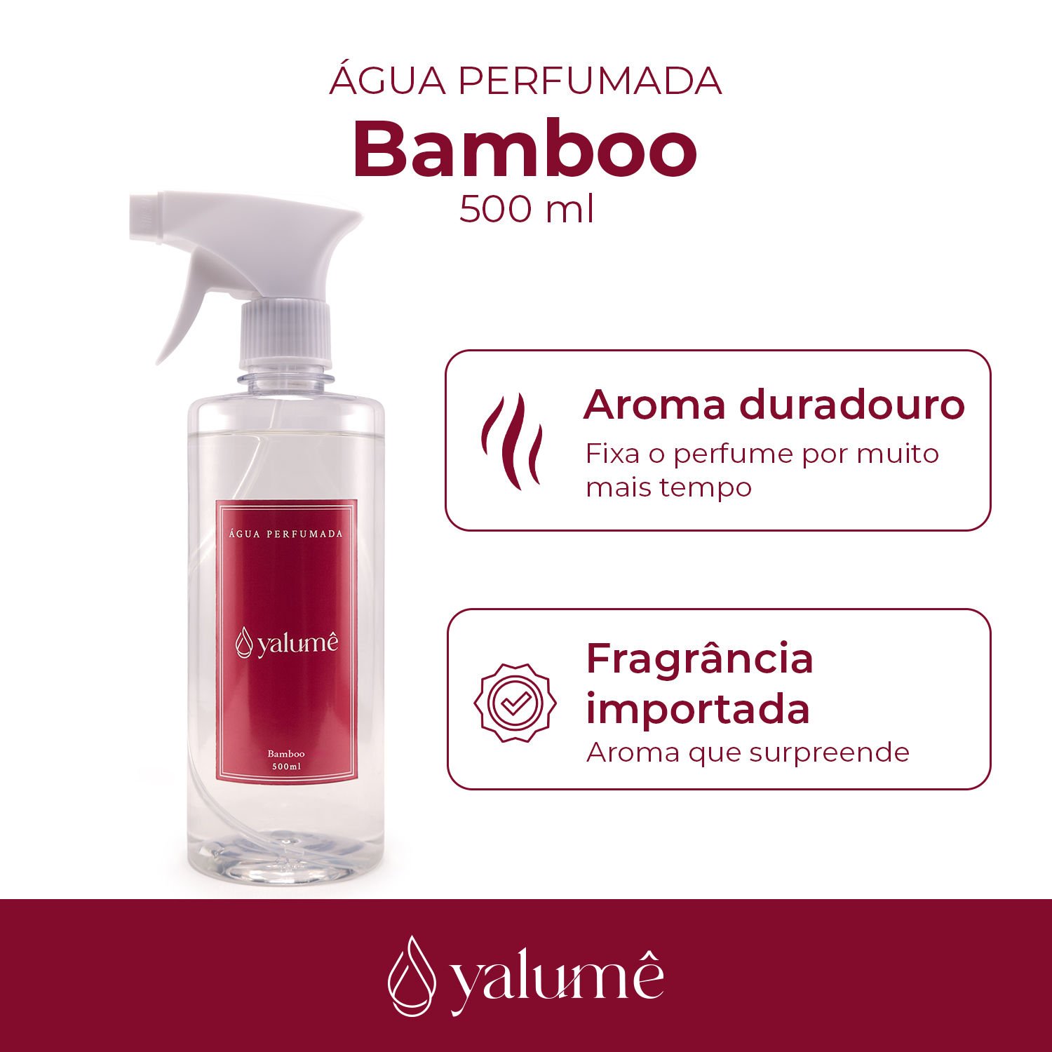 Água Perfumada Bamboo 500ml - Yalumê - Água de Lençóis, Perfume para Roupas - 2