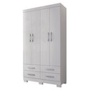 Ver imagem 2 de Guarda Roupa Solteiro Otto 4 Portas de Bater 4 Gavetas MDP Branco Framar