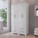 Ver imagem 1 de Guarda Roupa Solteiro Otto 4 Portas de Bater 4 Gavetas MDP Branco Framar