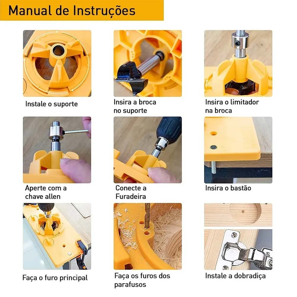 Gabarito Furação para Dobradiças Khi Hinge com Broca CHARBS - 4