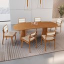 Ver imagem 1 de Conjunto Sala de Jantar Mesa Noronha 180cm Tampo Laminado Organico e 6 Cadeiras Eva Premium