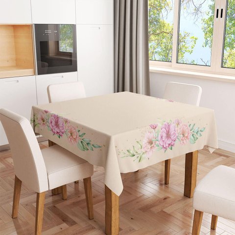 Toalha de Mesa Quadrada 4 Lugares Flowers Flores