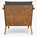 Ver imagem 4 de Kit 2 Poltronas Decorativas para Sala Recepção Laura Linho Braço Madeira Corino Peroba Exclusiva