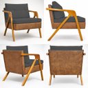 Ver imagem 5 de Kit 2 Poltronas Decorativas para Sala Recepção Laura Linho Braço Madeira Corino Peroba Exclusiva