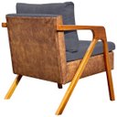 Ver imagem 5 de Kit 2 Poltronas Laura Moderna Corino e Linho Cores Pé Castanho