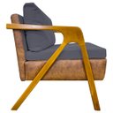 Ver imagem 4 de Kit 2 Poltronas Laura Moderna Corino e Linho Cores Pé Castanho