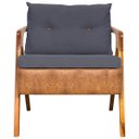 Ver imagem 3 de Kit 2 Poltronas Laura Moderna Corino e Linho Cores Pé Castanho