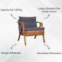 Ver mais imagens de Kit 2 Poltronas Laura Moderna Corino e Linho Cores Pé Castanho