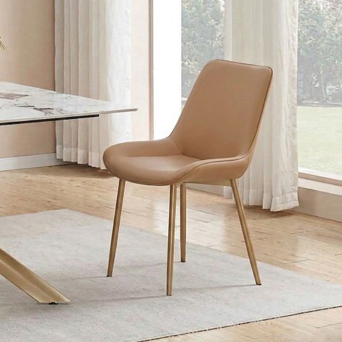 Kit 4 Cadeiras de Jantar Estrutura em Aco Carbono Nobre Bronze Estofado em Linho Conforto - Caramelo