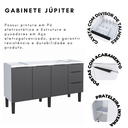 Ver imagem 3 de Gabinete Aço Pia Cozinha 1,60 Júpiter Preto Cozimax